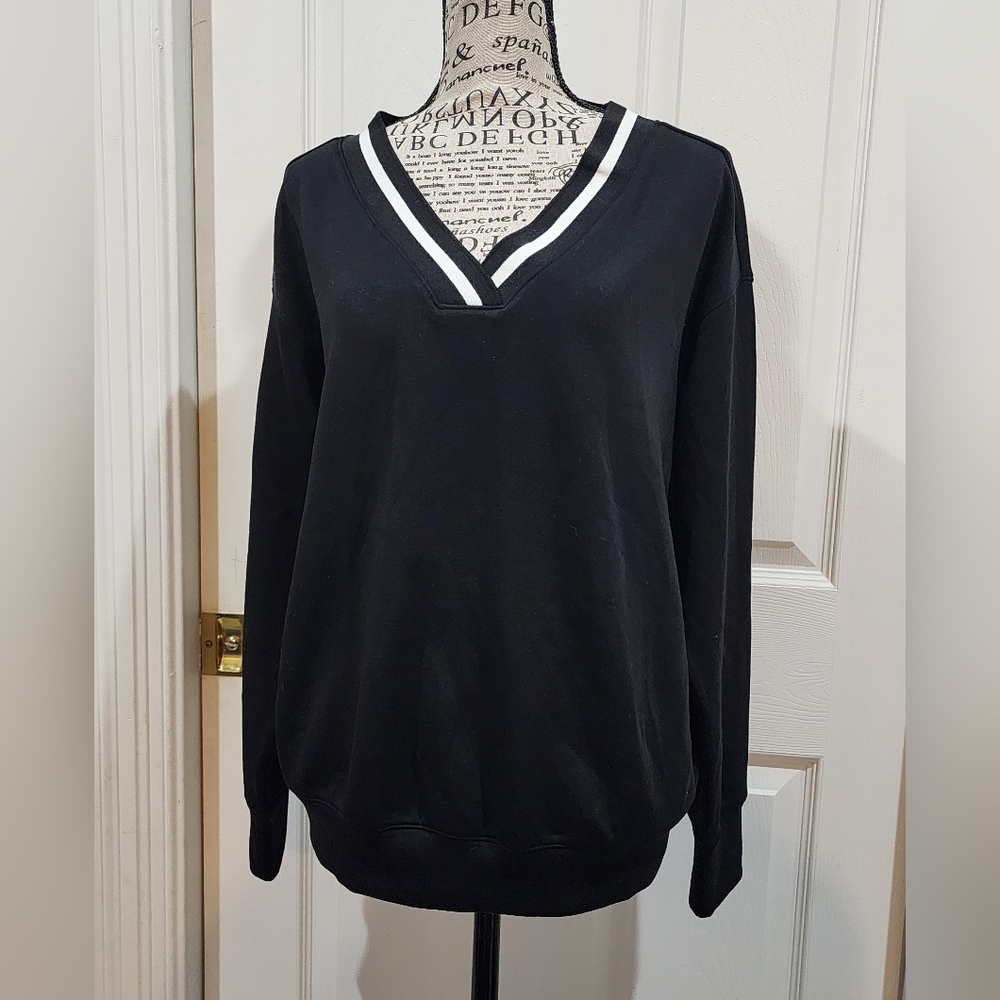 Nine Britton Black and White V-Neck Sweater